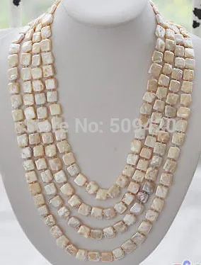 

~~ Free Shipping 100" 13mm square pink Freshwater cultured pearl necklace