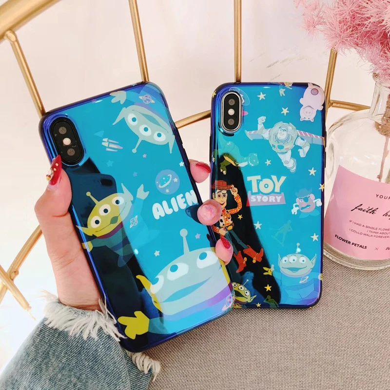 

New Toy Story Blue light Blu-ray soft silicon cover case for iphone 6 S 7 7plus 8 X XR XS MAX Alien Shining cute phone cases