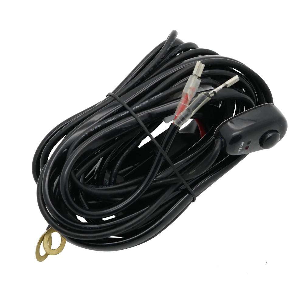 Durable Car Auto Led Work Lamp Driving Lights Wiring Harness Offroad Led Light Bar Wire Cable 12v 24v Switch Relay Kit (6)