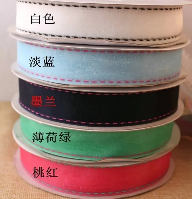 1" double stitch hair accessories webbing White,Light Blue,Mint Green