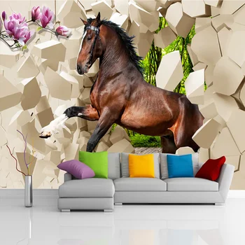 

Custom Photo Wallpaper 3D Stereo Horse Animal Murals Living Room TV Sofa Study Classic Home Decor Wall Painting Papel De Parede