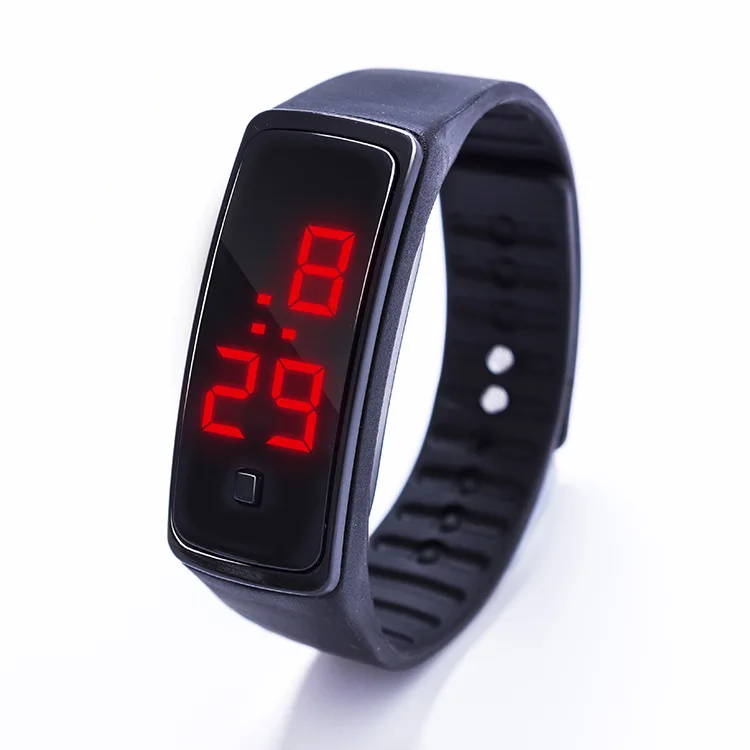 Силиконовые светодиодные спортивные часы для мужчин и женщин, детские электронные светодиодный цифровые часы для мужчин и женщин, для бега браслет для мальчиков и девочек - Цвет: black