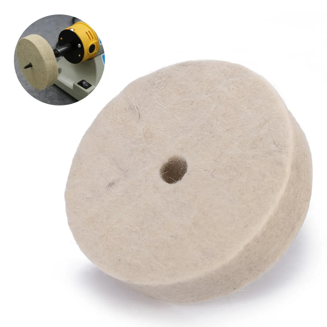 Mayitr 3 Inch Round Polishing Wheel Felt Wool Buffing Polishers Pad Buffer For Wood Metal
