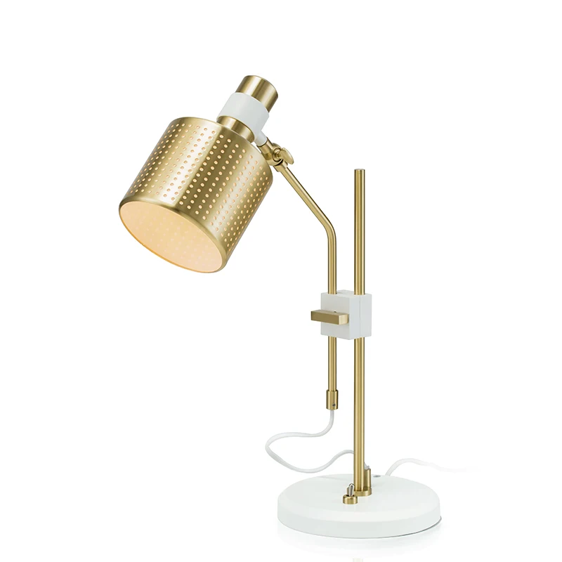 

Post modern simple table lamp color gold with white or black metal lamp body aluminun lampshade book desk led reading lighting
