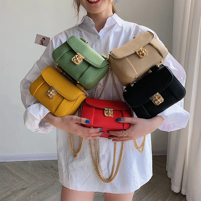 Gykaeo الشارع الفتيات الأزياء الحلوى الألوان حقيبة كتف صغيرة السيدات جلدية سلاسل رفرف Crossbody حقائب للنساء حقيبة ساع Gykaeo الشارع الفتيات الأزياء الحلوى الألوان حقيبة كتف صغيرة السيدات جلدية سلاسل رفرف Crossbody حقائب للنساء حقيبة ساع