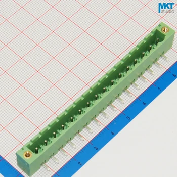 

100Pcs 16P 5.08mm Pitch Right Angle Pin Male Terminal Block With Screw Fixed Hole Flange