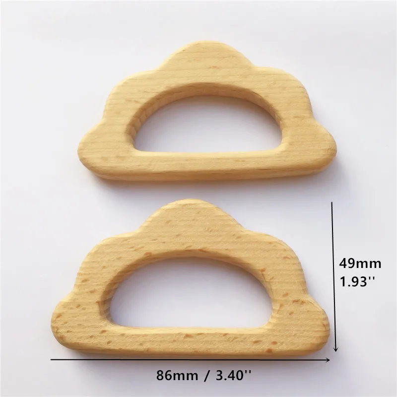 

Chenkai 10pcs Wood Cloud Teether DIY Organic Eco-friendly Unfinished Nature Infant Baby Rattle Pacifier Grasping Cartoon Toy