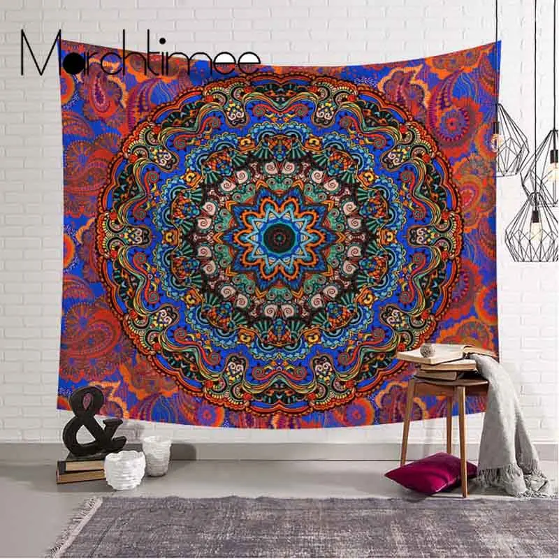 Blue Art Mandala Tapestry Wall Hanging Sandy Beach Throw Rug Blanket Camping Tent Travel Mattress B