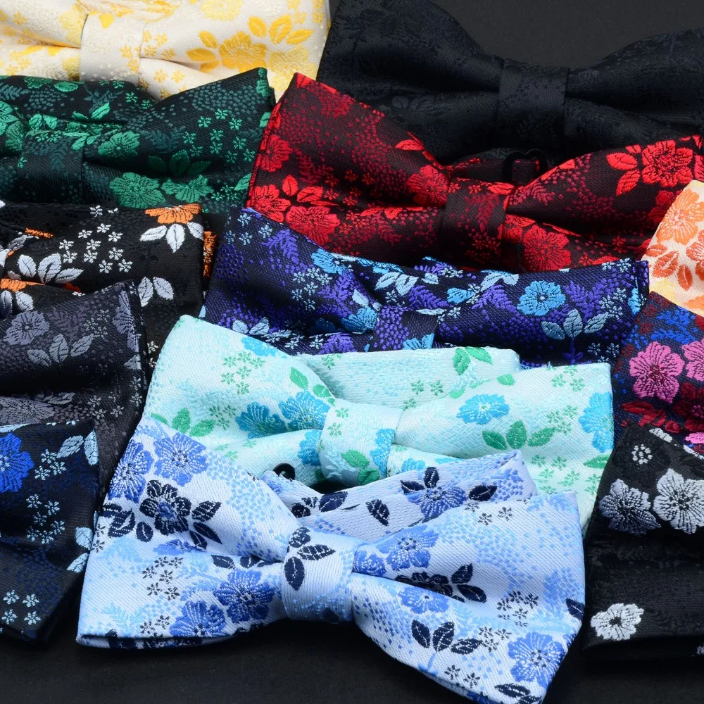 Neck Tie Floral Bow Tie Wedding Silk Noeud Papillon Men Pajaritas Cravat Business Female Male Neckwear