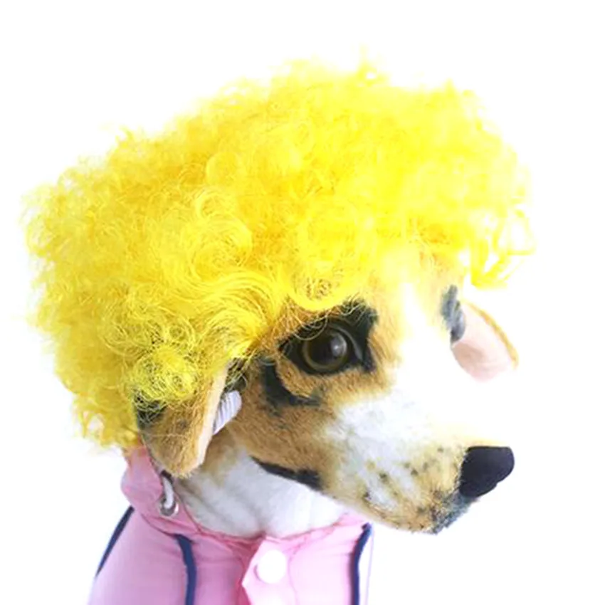 363 7 De Réductionjaune Noir Pet Costume Perruque Chien Chat Noël Halloween Fête Fantaisie Habiller Avec Oreilles Cheveux Bouclés Accessoires Pour