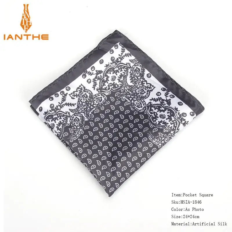 Фирменная Новинка Для мужчин платок Винтаж Пейсли Print Pocket Square мягкие шелковые платки Свадебная вечеринка Бизнес Hanky груди Полотенца подарок - Цвет: IA1846