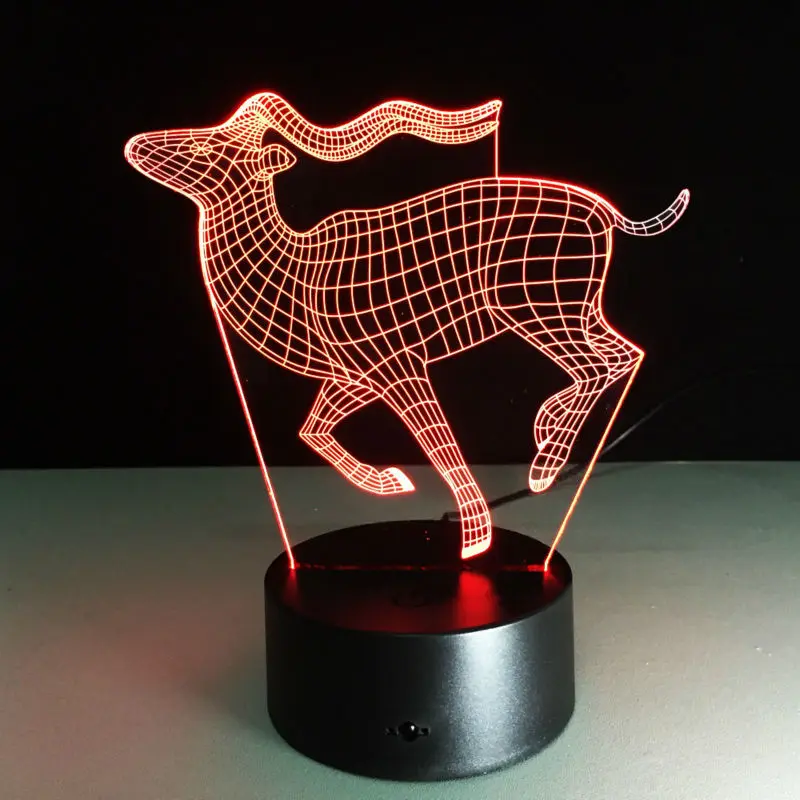 3D Светодиодная лампа Running Deer креативная маленькая настольная визуальный ночник