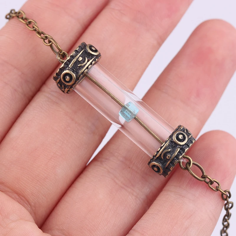 

Stone of Space Necklace Avengers 3 Infinity War Thor Loki Choker Blue Tesseract in Terrarium Pendant Necklaces For Women Men Fan