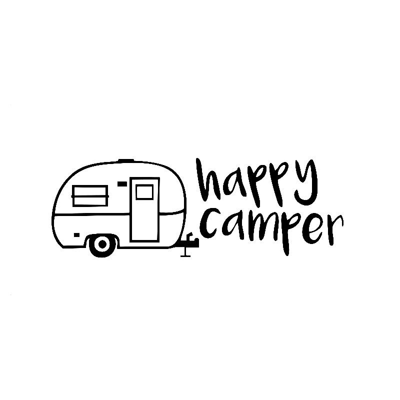 17 1 см * 5 9 мультфильм Happy Camper наклейка со словами черный серебристый цвет