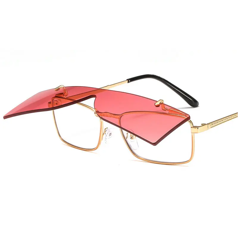 

mincl/ 2018 Fashion Luxury Brand Sunglasses Double Lens punk Fold Men Women Male Female Clear Sun glasses Eyewear AUV400 NX