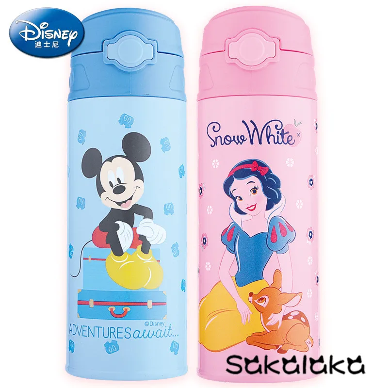 

Disney carton straw BPA free stainless steel drinking bottle for sports kids 430ml