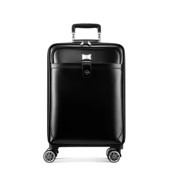 TRAVEL TALE Fashion 16″20″ carry on luggage genuine leather spinner cabin trolley suitcase with wheels