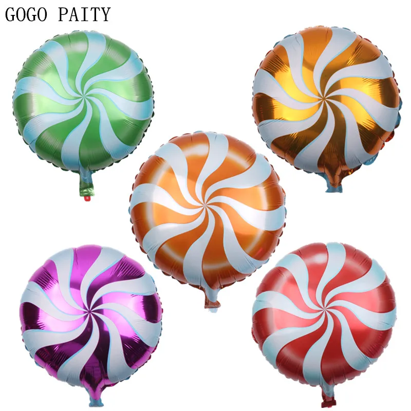 

GOGO PAITY Free shipping 18 inch round lollipop big windmill birthday party aluminum balloon decoration arrangement