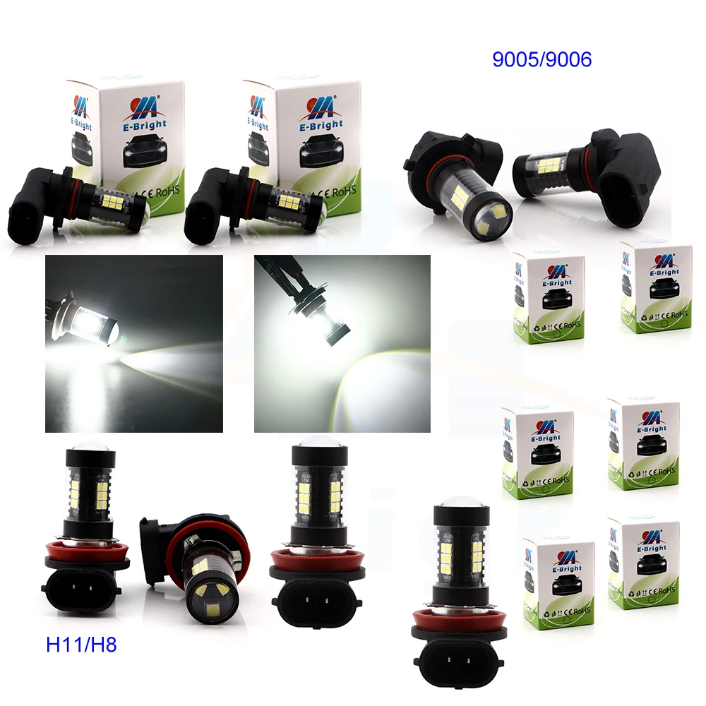 4X DC 12V 3030 21 SMD 9005 9006 H1 H3 H4 H7 H8 H11 H16 P13W P15D 6500K светодиодные противотуманные фары