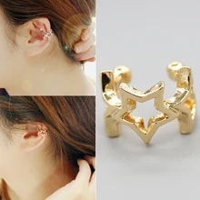 Fashion No Pierced Earrings Non-piercing Earcuff Ear Gold/Rose Gold/Silver Color Hollow Star Clip-on Clip Earrings Women Jewelry pinksee hot korean chic gold silver color star ear bone clip on ear cuff clip earrings for women jewelry gifts