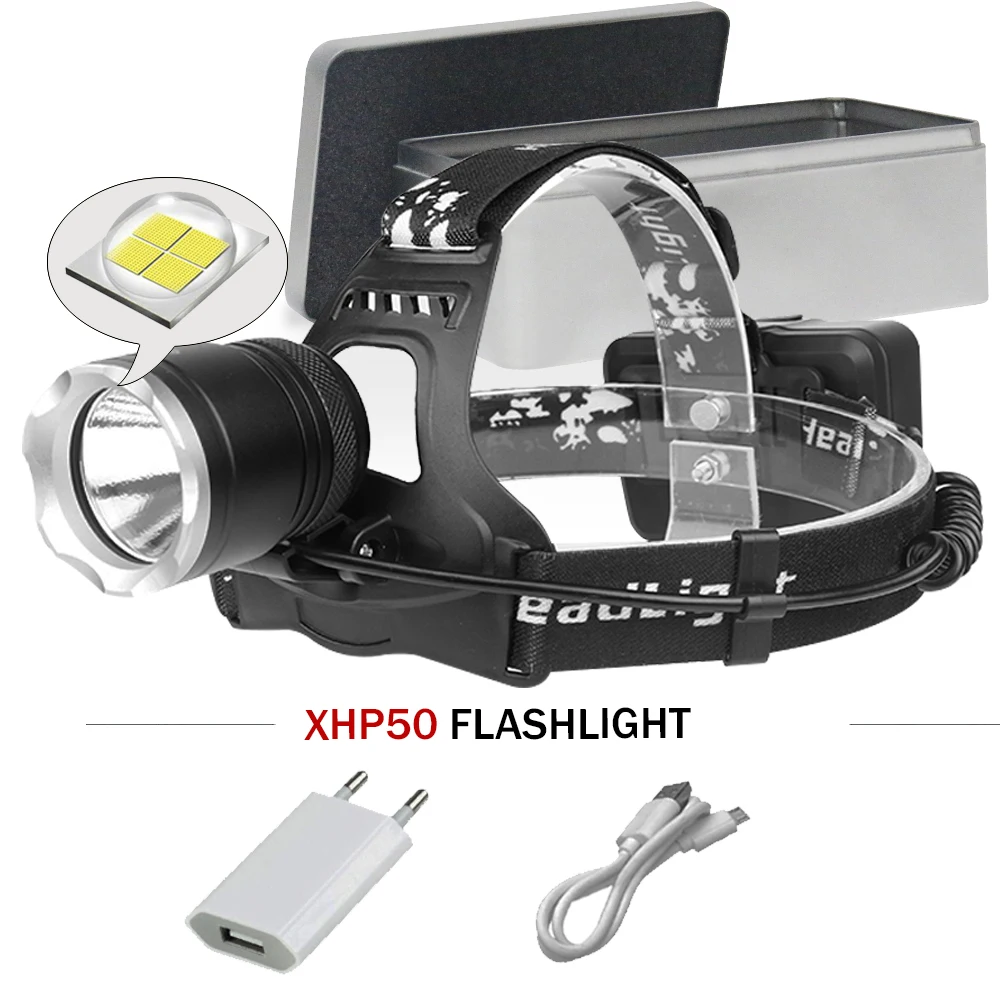  xhp50 super bright head lamp Power Bank headlight 18650 spotlight hunting lantern usb led lamp head