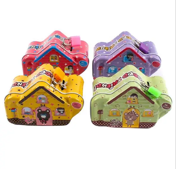 

1PC Cartoon Tin Metal Coin Piggy Bank with Lock Money Box Money Saving Box Moneybox Gifts for Kids ELG 010