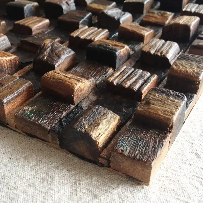 3d Natural Wood Tile Block Pattern Wood Mosaic Wall Decor 12x12