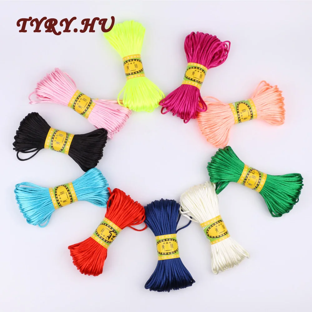 Corde multicolore en Nylon pour bébé 20m | Cordon en Satin de soie, cordon pour bébé maman, collier de bijouterie, fabrication de dentition, cordon de rotin, pendentifs bricolage