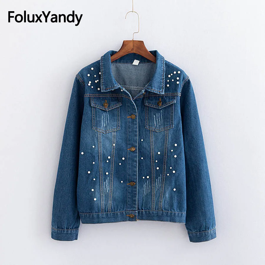 

Embroidered Flares Jeans Jackets Plus Size Women Casual Denim Coats Regular Single Breasted Denim Jeackets Outerwear KKFY2239oil