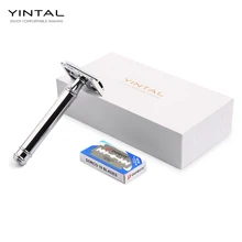 YINTAL, новинка, Мужская Ручная Безопасная бритва с двойными краями, латунный серебристый станок для бритья, мужские инструменты для ухода, разобранные бритвы