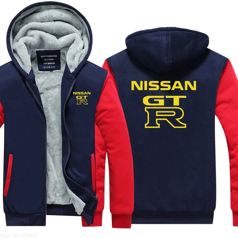 Зимние теплые толстовки новые мужские с длинным рукавом Nissan GTR толстовка утолщение пальто размера плюс для мужчин GT-R куртка обычная одежда