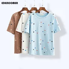 Новинка лета, Корейская версия, свободная, с принтом, с коротким рукавом, с круглым вырезом, повседневная, большой размер, женская футболка