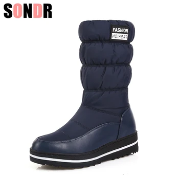 

Promotion Women Boots Snow Boots Woman Platform Wedges Fashion Slip-on Waterproof Winter New Plus Velvet Warm Shoes Woman