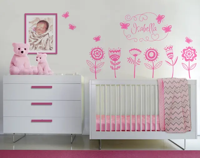 Diy fiori farfalle wall stickers personalizzati nome personalizzato ... Wall stickers personalizzati
