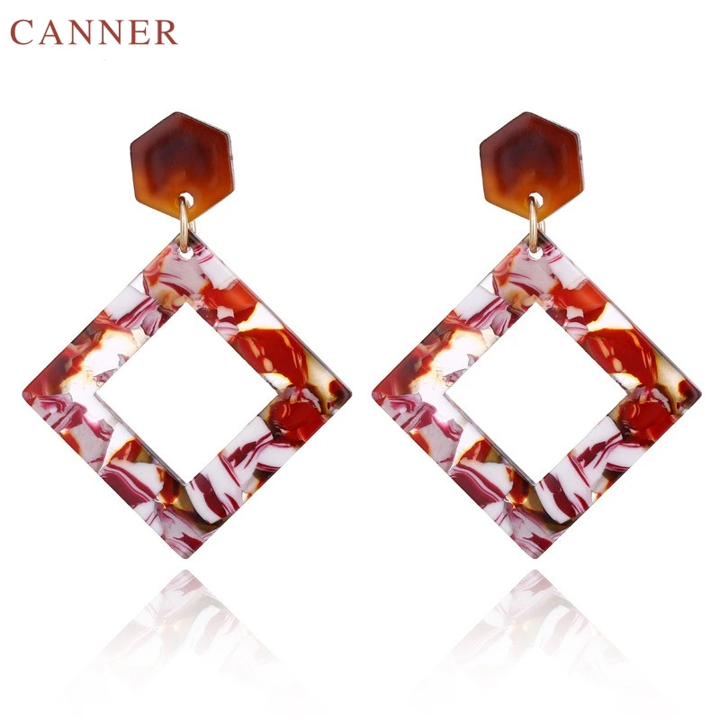 Female Rhombic Geometry Earrings Vintage Acrylic Drop Earrings for Women Jewelry Gift Brincos Party Jewelry C40