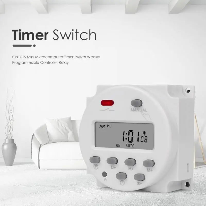 

CN101S Mini Microcomputer Timer Switch Weekly 12V 24V 110V 240V Digital LCD Programmable Controller Relay 2019 New