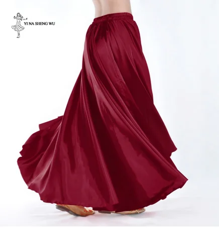 Детские костюмы для танца живота, юбка свободного кроя, детская длинная юбка для танцев, танец живота для девочек, цыганская танцевальная одежда - Цвет: Wine red