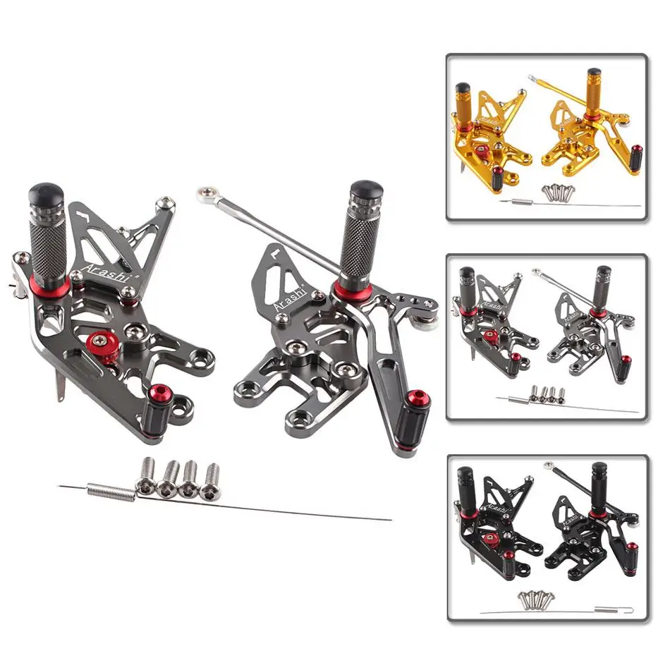 

CNC Aluminum Adjustable Footrest Rear Sets Rearset Pedal Foot Pegs Footpegs For Kawasaki Ninja ZX10R 2004 2005