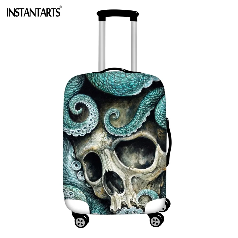 luggage with skull design
