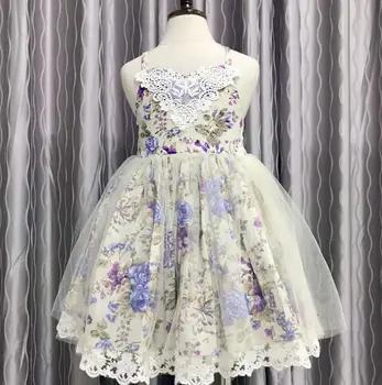 

New Children Baby Lace Dazzle Sling Cotton Dresses, Girls Princess Sweet Print Summer Clothes 5 pcs/lot, Wholesale