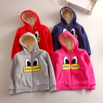 

2020 winter children's zipper hoodies boys and girls clothing plus thick velvet kids coat cartoon Sweatshirts fleece