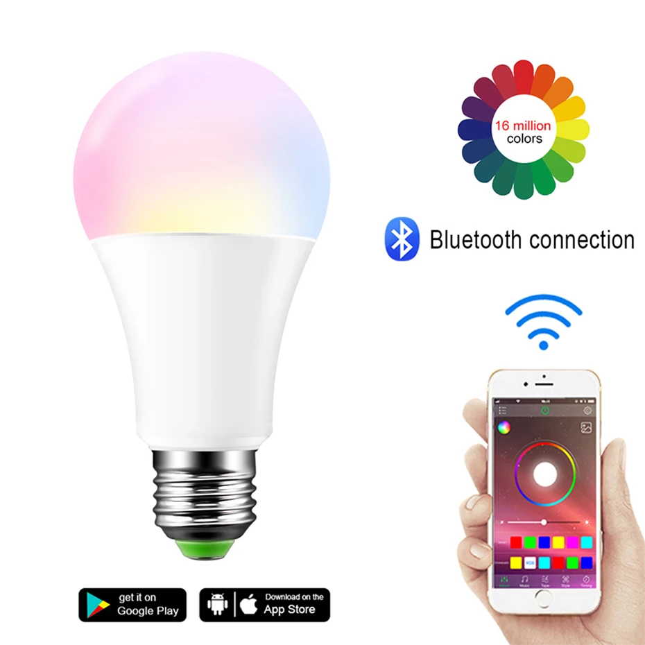 Новые 15 W RGB умная светодиодная с Bluetooth лампы E27 затемнения B22 RGBW RGBWW светодиодный лампы музыка Голос Управление умный свет лампы для