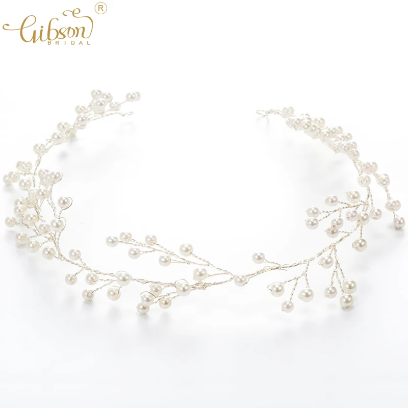 

Silver Hair Accessory Pearl Cluster Hair Vine Wedding Halo Women Jewelry Baby Breath Bridal Tiara Headband