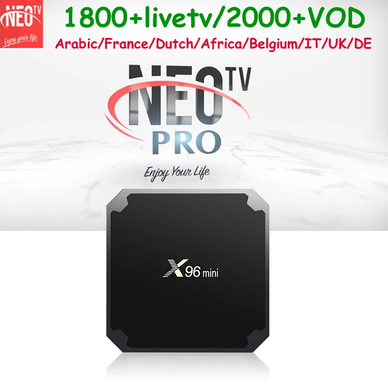 

X96 mini Android 7.1 Smart IP TV Box 4K Quad Core 1 Year NEOTV Code Subscription Europe Channels X96mini French Arabic IPTV Box