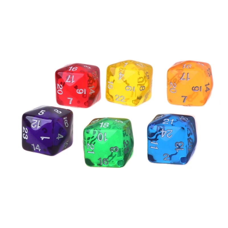 

2pcs 24 Sided Digital Dice Transparent Resin Dungeons&Dragon D&D RPG Game Dices 3