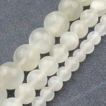 

Round Loose Natural Moon Stone 4 6 8 mm White Moonstone Gem Beads For Jewelry Making DIY Charms Necklace Earrings Bracelet 15''