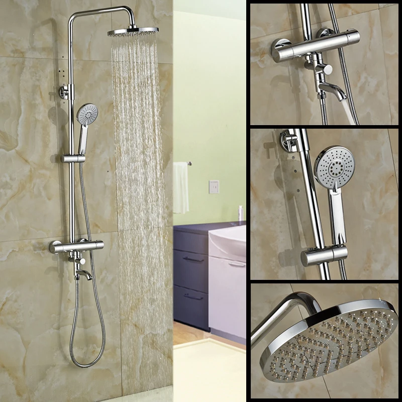 Chrome Dual Handle Shower Faucet Temperature Control Shower Mixer taps