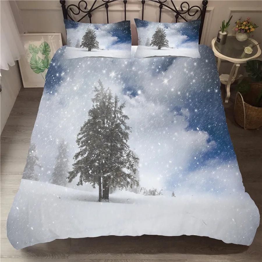 

A Bedding Set 3D Printed Duvet Cover Bed Set Snow Scene Home Textiles for Adults Bedclothes with Pillowcase #XUE05
