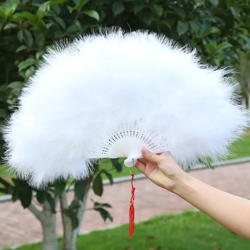 

Chinese Style Classical Nostalgia Feather Hand Fan Cheongsam Catwalk Feather Fan Adult/Children Peacock Dance Fan abanico