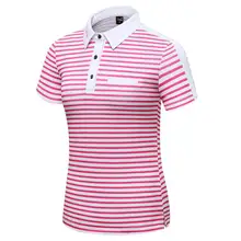 Женская весенне-летняя одежда для гольфа полосатая футболка с короткими рукавами женская дышащая быстросохнущая спортивная одежда с бантом